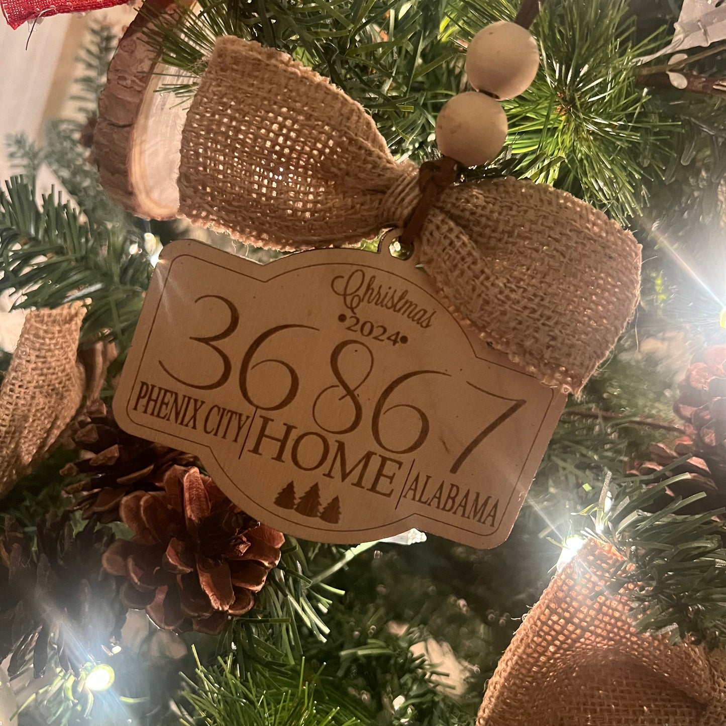 Wooden Zip Code Ornament