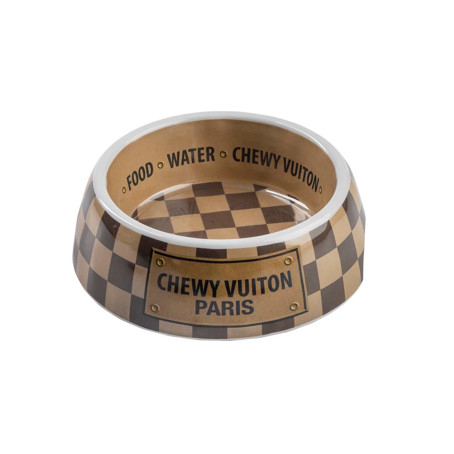 Checker Chewy Vuiton Bowl: Medium