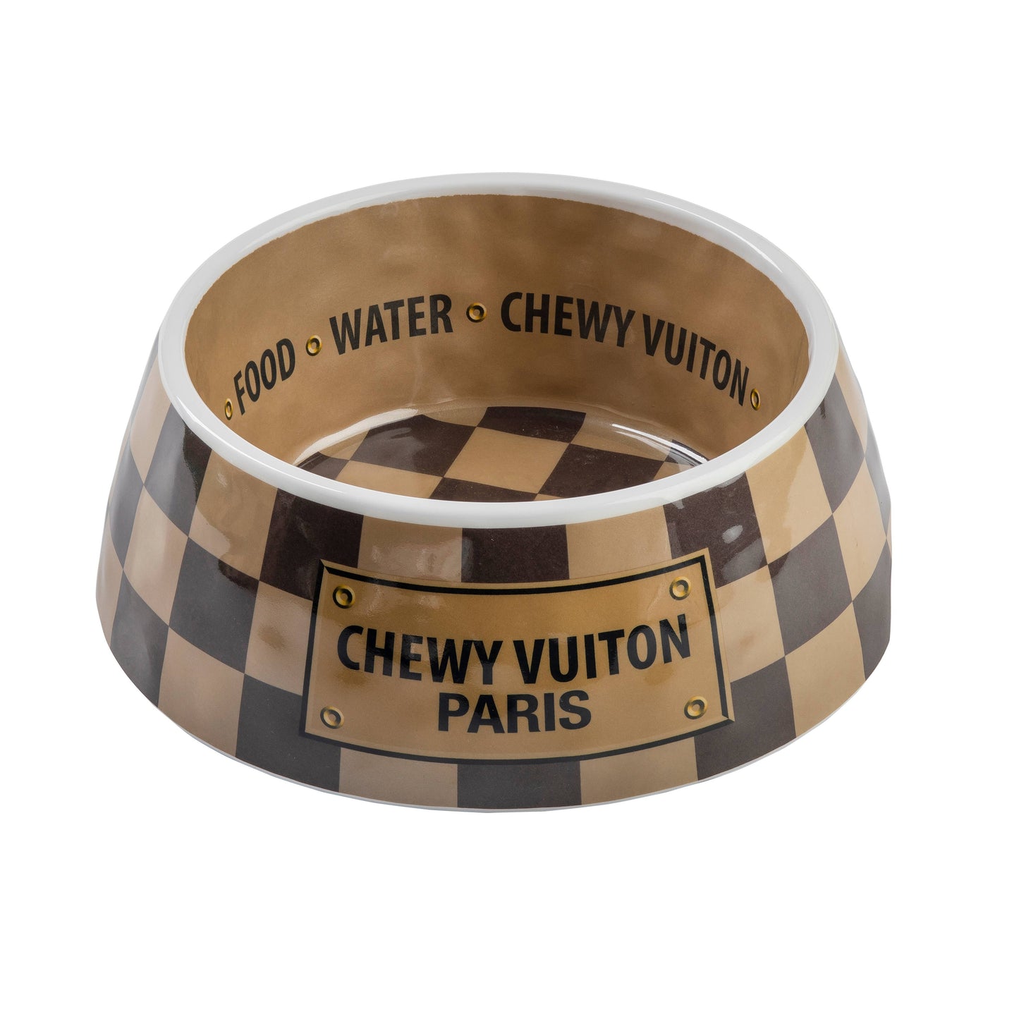 Checker Chewy Vuiton Bowl: Medium