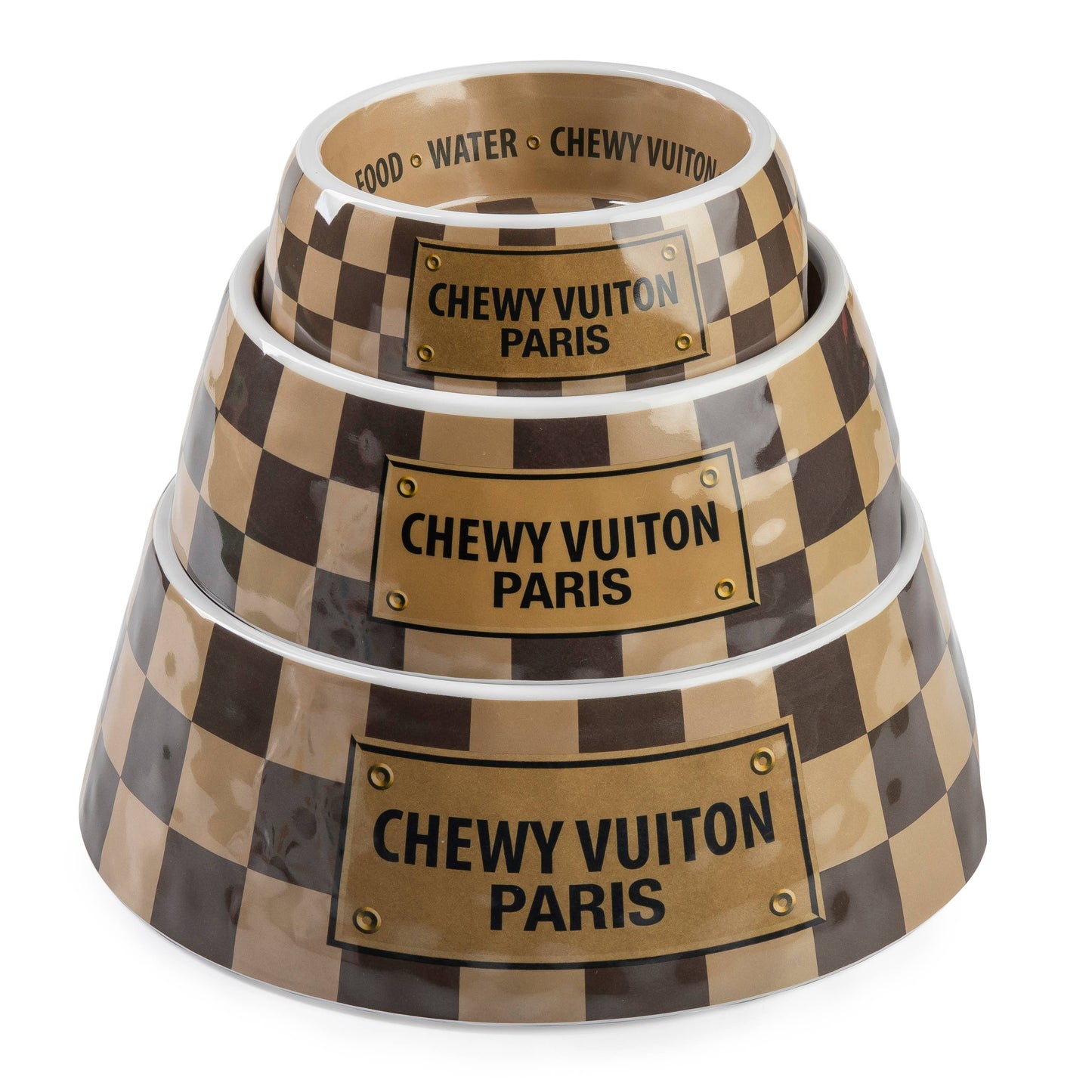 Checker Chewy Vuiton Bowl: Medium