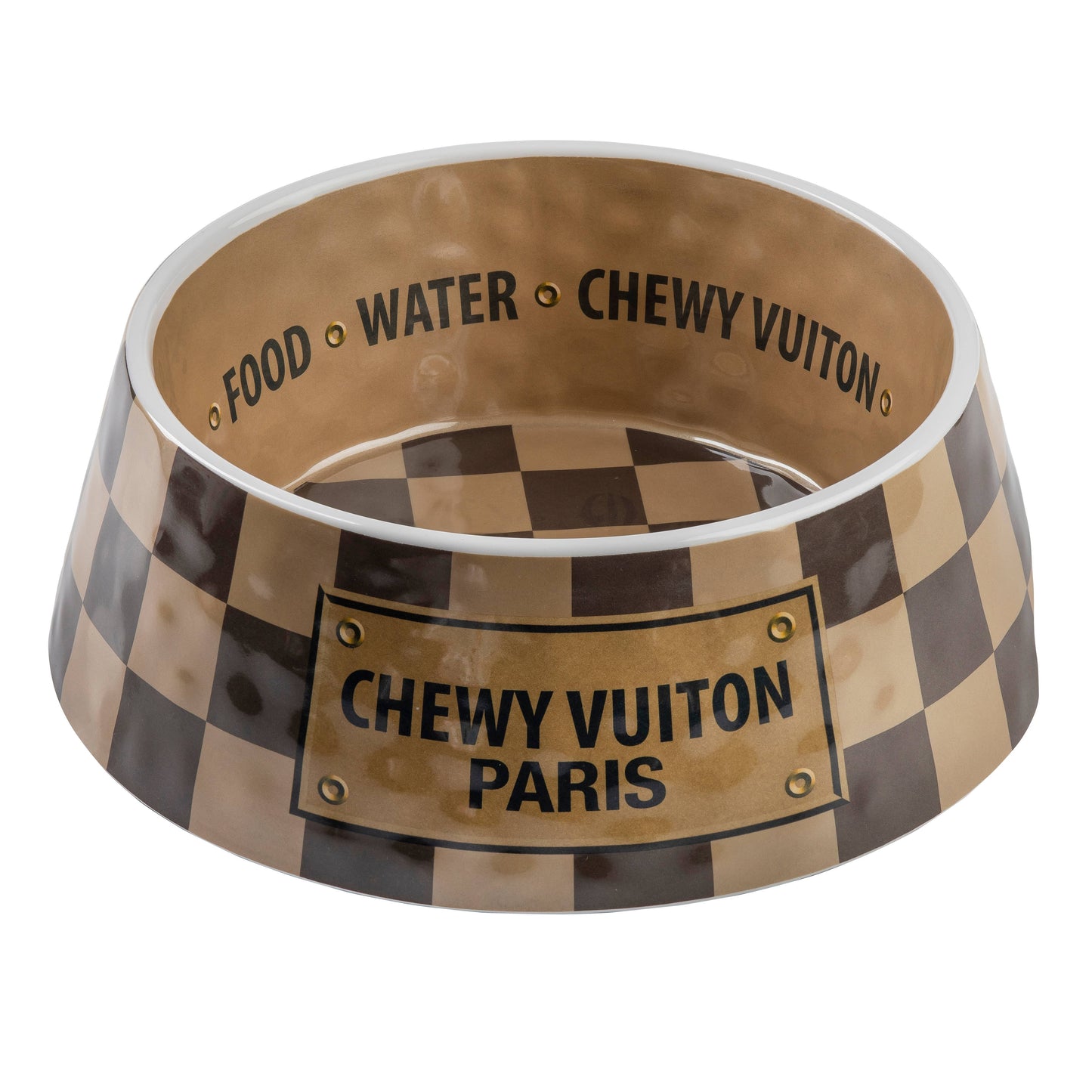 Checker Chewy Vuiton Bowl: Medium