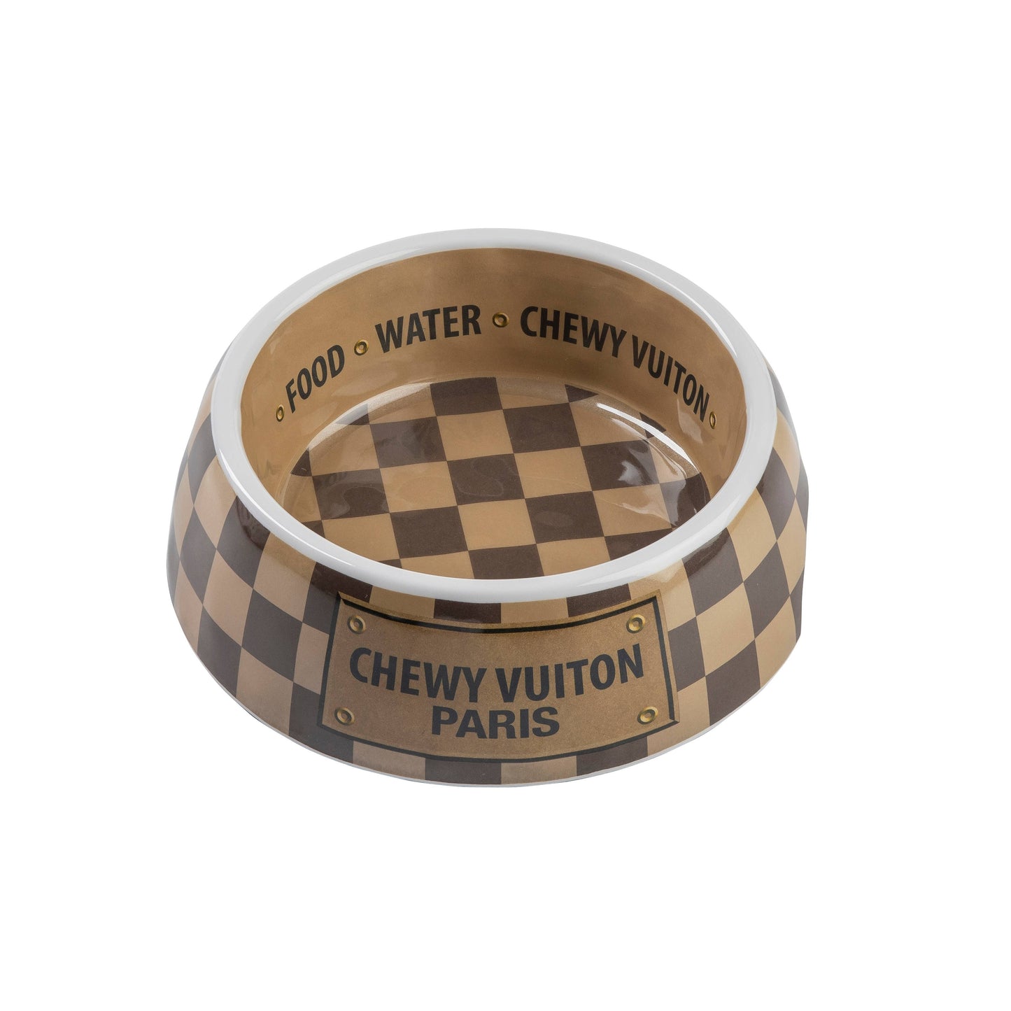 Checker Chewy Vuiton Bowl: Medium