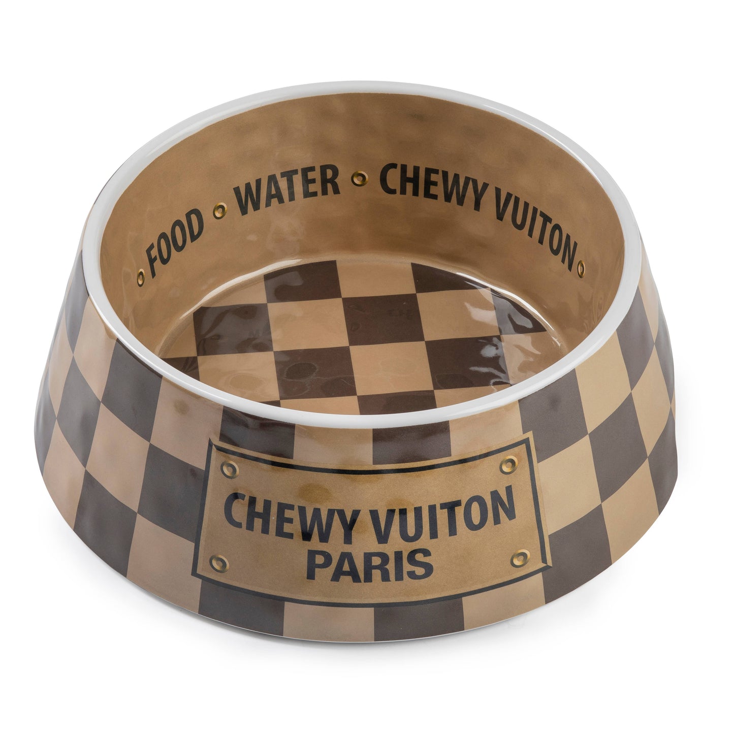 Checker Chewy Vuiton Bowl: Medium