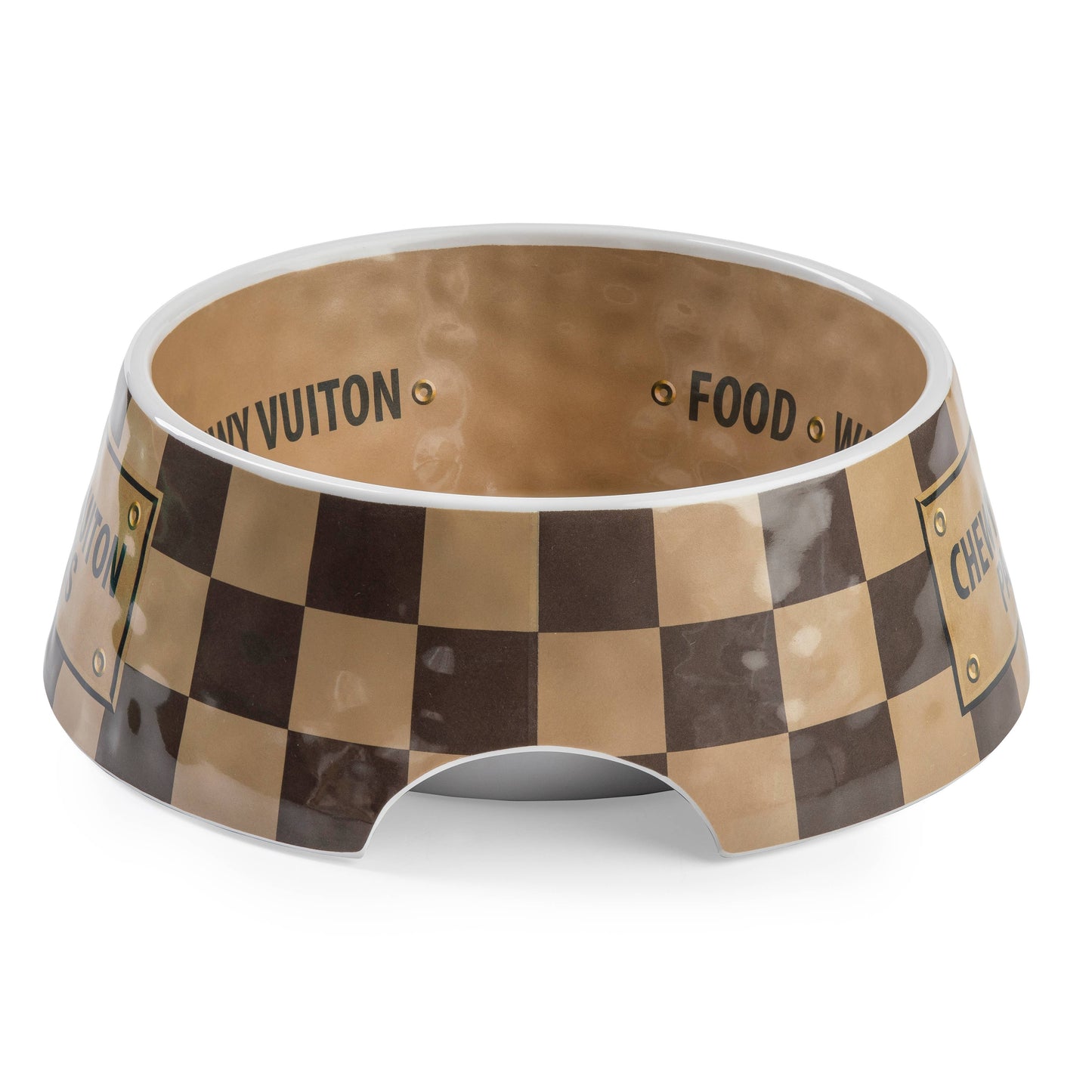 Checker Chewy Vuiton Bowl: Medium