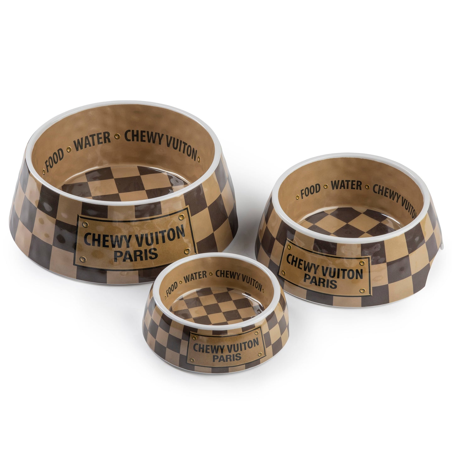 Checker Chewy Vuiton Bowl: Medium